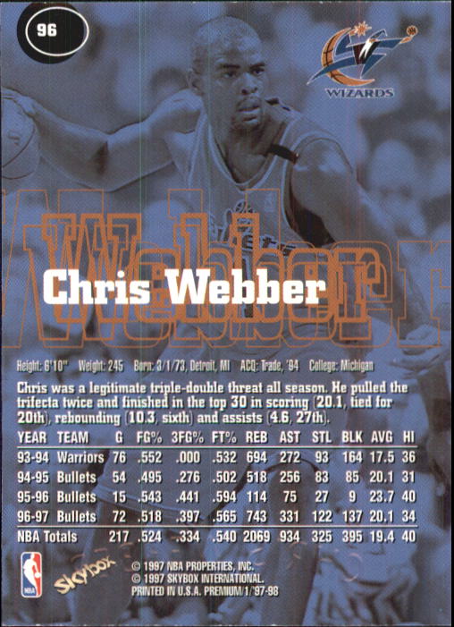 1997-98 SkyBox Premium Basketball Card Pick - Picture 121 of 357