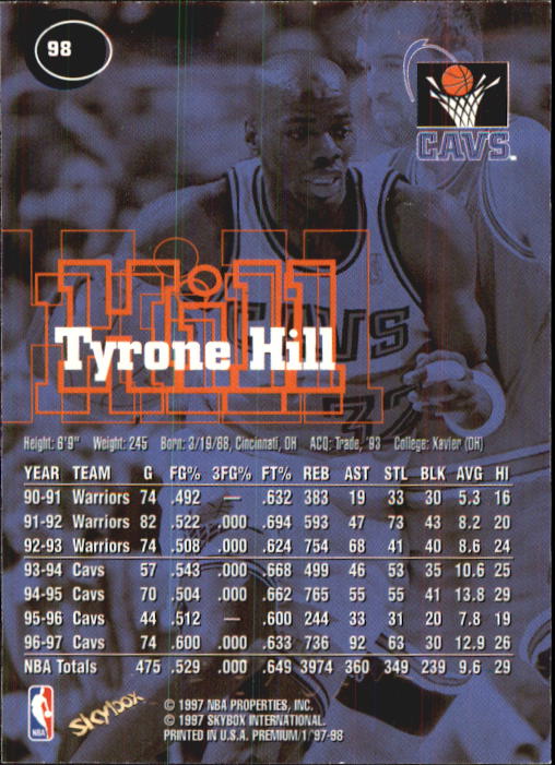 1997-98 SkyBox Premium Basketball Card Pick - Picture 125 of 357