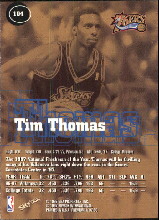 1997-98 SkyBox Premium Basketball Card Pick - Picture 135 of 357