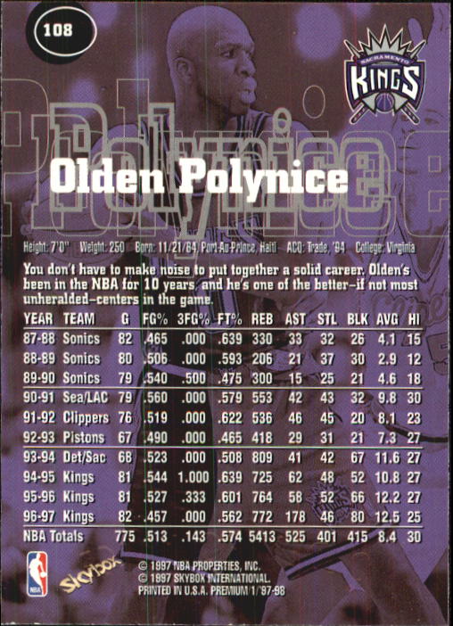 1997-98 SkyBox Premium Basketball Card Pick - Picture 137 of 357