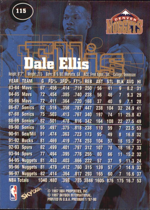 1997-98 SkyBox Premium Basketball Card Pick - Picture 147 of 357