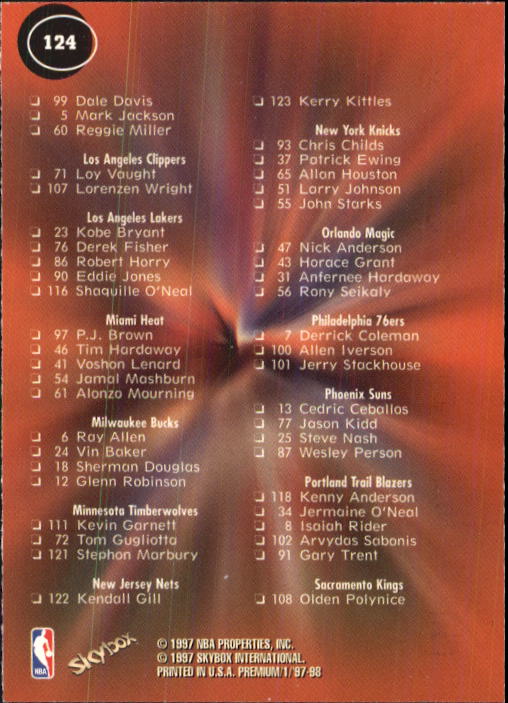 1997-98 SkyBox Premium Basketball Card Pick - Picture 157 of 357