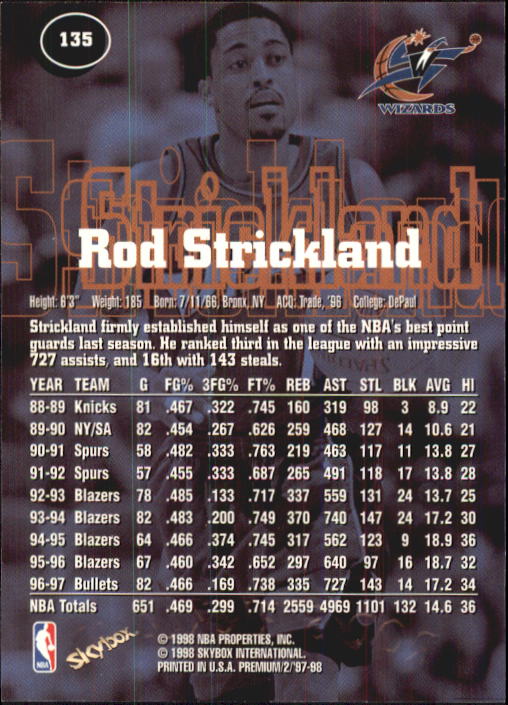1997-98 SkyBox Premium Basketball Card Pick - Picture 177 of 357