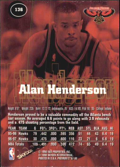 1997-98 SkyBox Premium Basketball Card Pick - Picture 179 of 357
