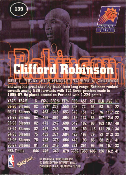 1997-98 SkyBox Premium Basketball Card Pick - Picture 185 of 357
