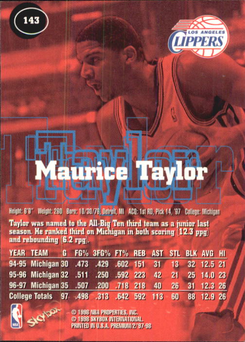 1997-98 SkyBox Premium Basketball Card Pick - Picture 193 of 357