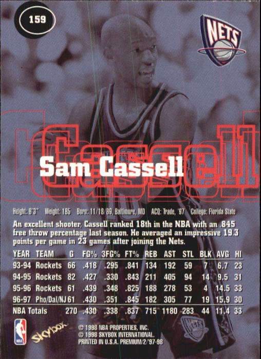1997-98 SkyBox Premium Basketball Card Pick - Picture 225 of 357