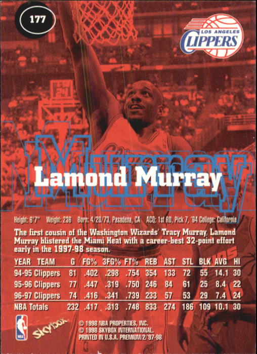1997-98 SkyBox Premium Basketball Card Pick - Picture 261 of 357