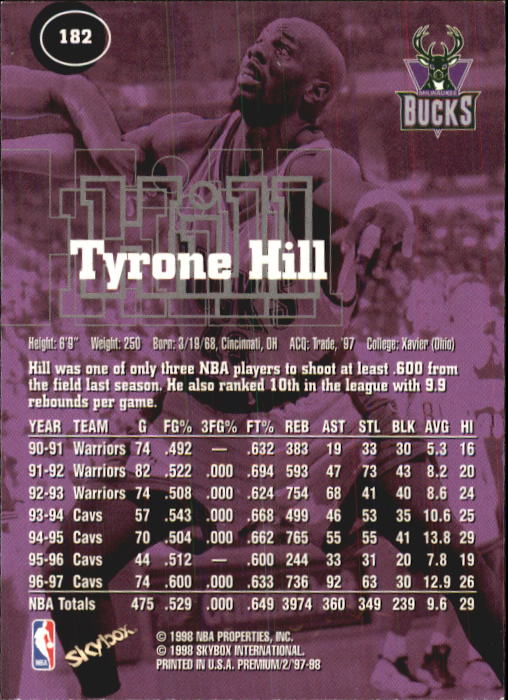 1997-98 SkyBox Premium Basketball Card Pick - Picture 271 of 357