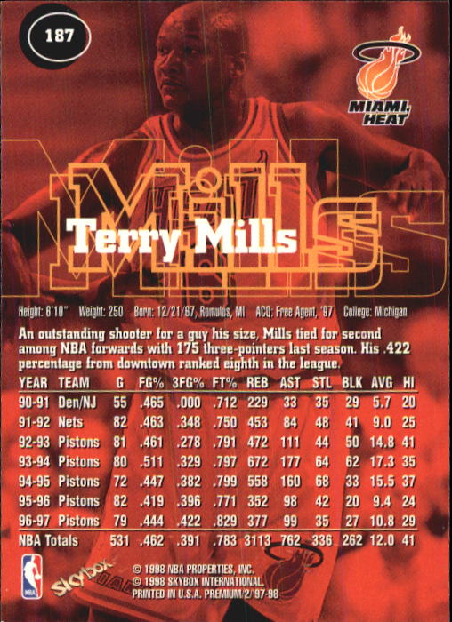 1997-98 SkyBox Premium Basketball Card Pick - Picture 279 of 357