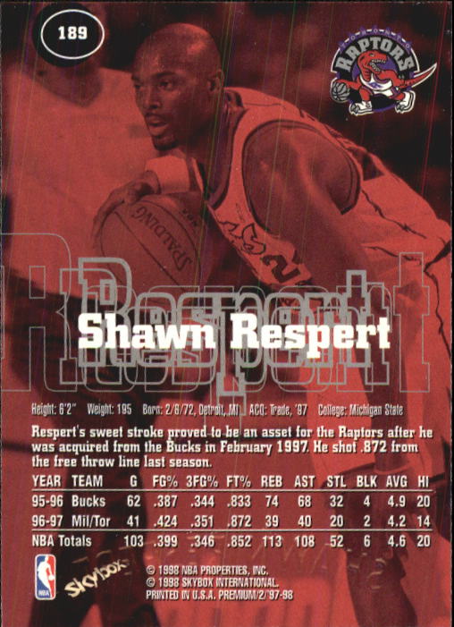 1997-98 SkyBox Premium Basketball Card Pick - Picture 283 of 357