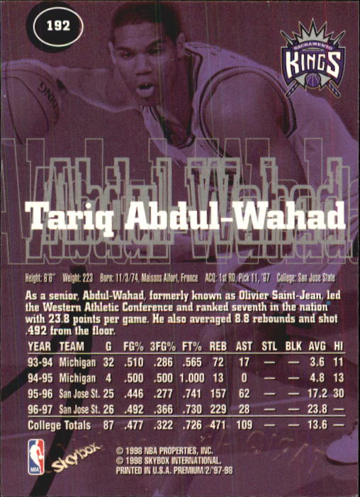 1997-98 SkyBox Premium Basketball Card Pick - Picture 289 of 357