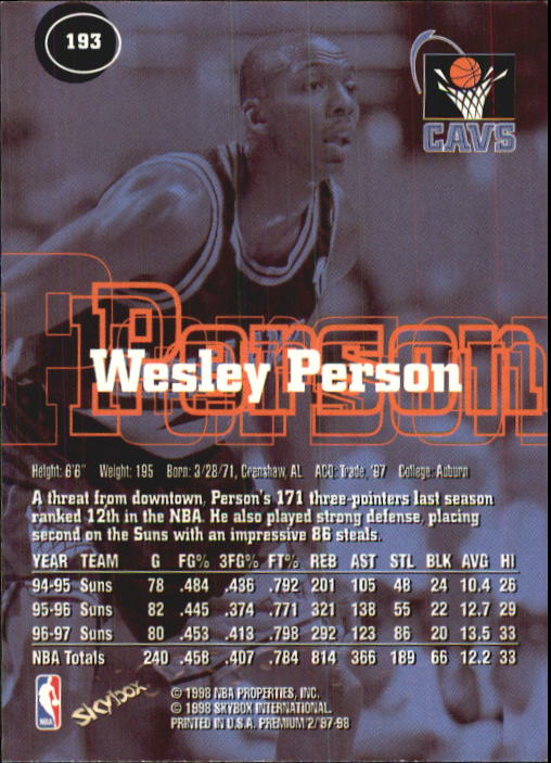 1997-98 SkyBox Premium Basketball Card Pick - Picture 291 of 357