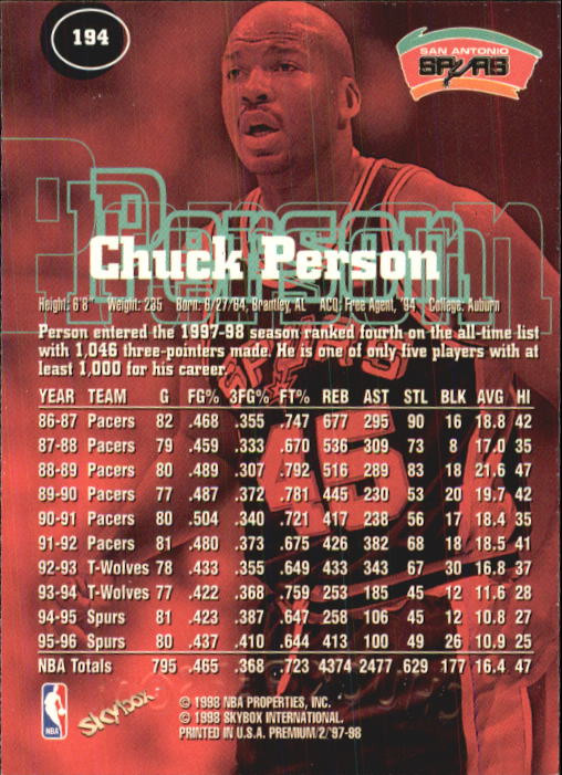 1997-98 SkyBox Premium Basketball Card Pick - Picture 293 of 357