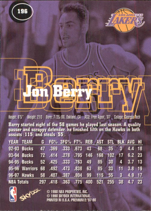 1997-98 SkyBox Premium Basketball Card Pick - Picture 297 of 357
