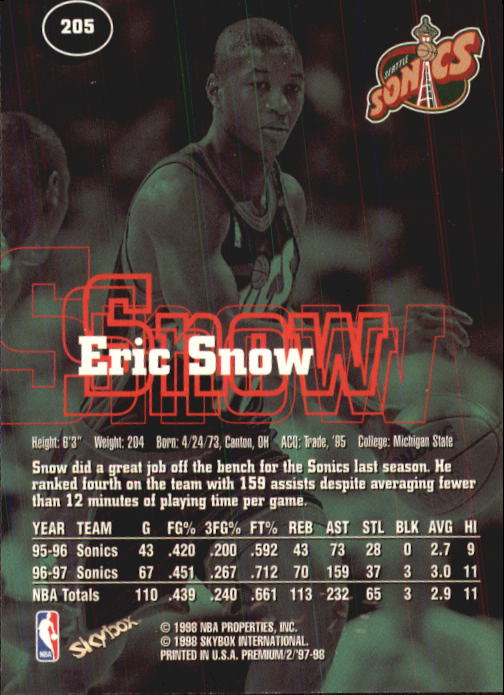 1997-98 SkyBox Premium Basketball Card Pick - Picture 315 of 357