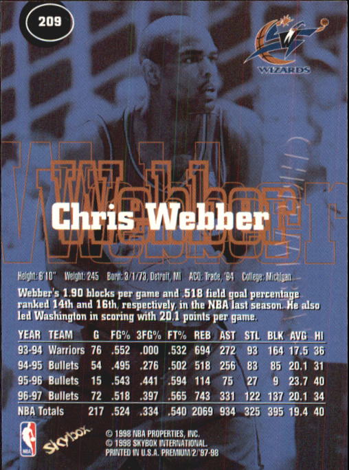1997-98 SkyBox Premium Basketball Card Pick - Picture 323 of 357