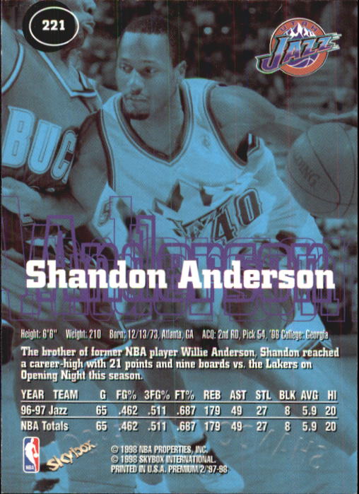 1997-98 SkyBox Premium Basketball Card Pick - Picture 345 of 357
