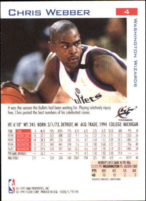 1997/1998 Fleer Basketball Part 1 Main Set Cards - Picture 7 of 347