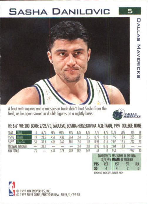 1997/1998 Fleer Basketball Part 1 Main Set Cards - Picture 9 of 347