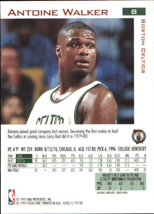 1997/1998 Fleer Basketball Part 1 Main Set Cards - Picture 13 of 347