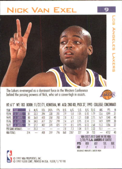 1997/1998 Fleer Basketball Part 1 Main Set Cards - Picture 15 of 347