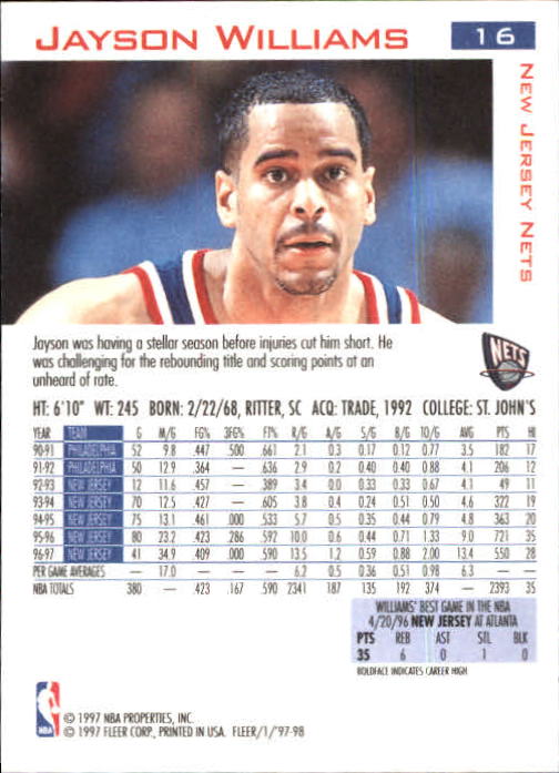 1997/1998 Fleer Basketball Part 1 Main Set Cards - Picture 23 of 347