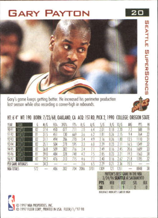 1997/1998 Fleer Basketball Part 1 Main Set Cards - Picture 27 of 347