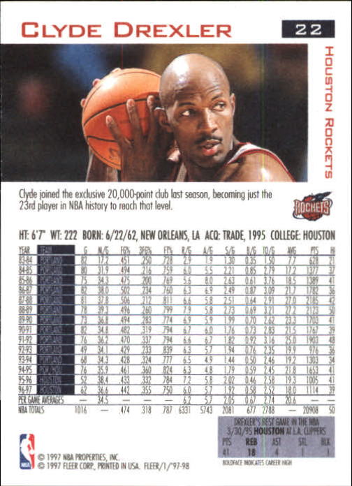 1997/1998 Fleer Basketball Part 1 Main Set Cards - Picture 31 of 347