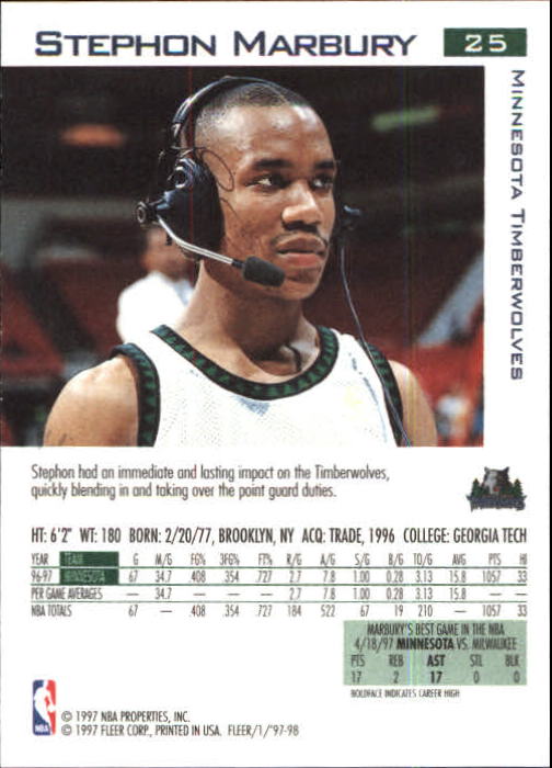 1997/1998 Fleer Basketball Part 1 Main Set Cards - Picture 35 of 347
