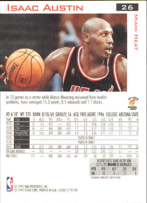 1997/1998 Fleer Basketball Part 1 Main Set Cards - Picture 37 of 347
