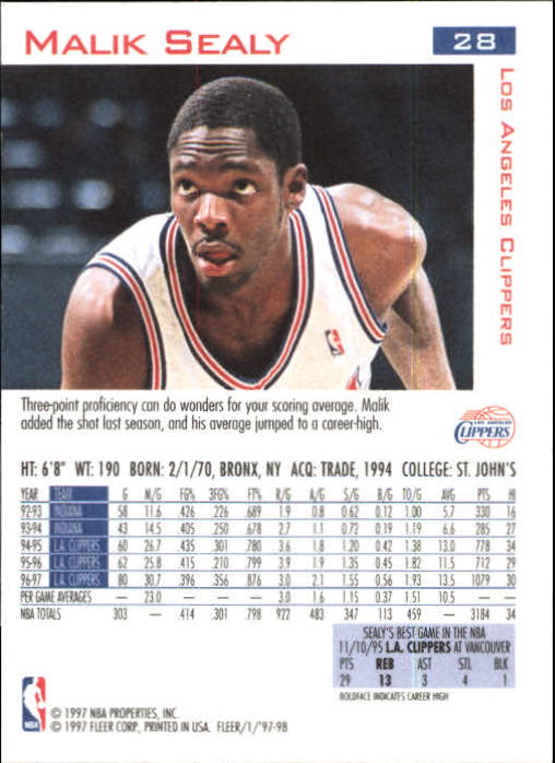 1997/1998 Fleer Basketball Part 1 Main Set Cards - Picture 41 of 347