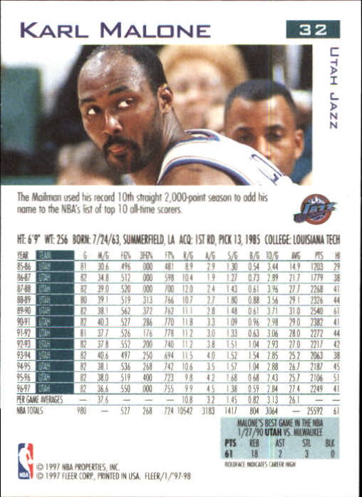 1997/1998 Fleer Basketball Part 1 Main Set Cards - Picture 43 of 347