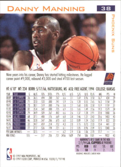 1997/1998 Fleer Basketball Part 1 Main Set Cards - Picture 53 of 347