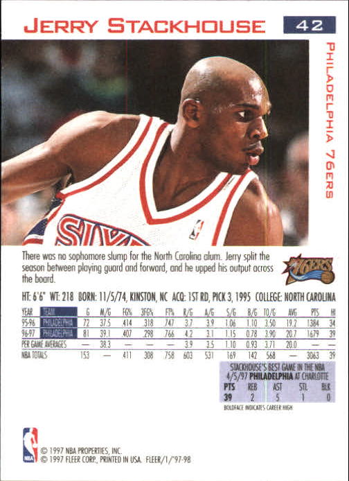 1997/1998 Fleer Basketball Part 1 Main Set Cards - Picture 57 of 347