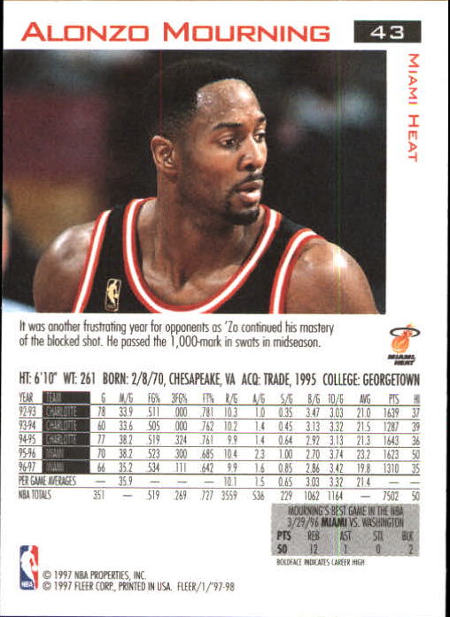 1997/1998 Fleer Basketball Part 1 Main Set Cards - Picture 59 of 347