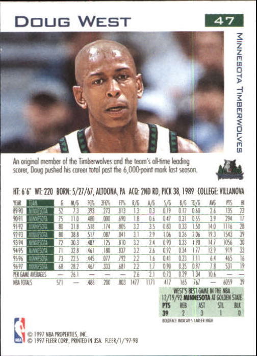 1997/1998 Fleer Basketball Part 1 Main Set Cards - Picture 67 of 347