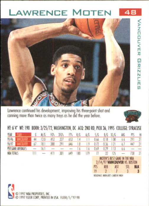 1997/1998 Fleer Basketball Part 1 Main Set Cards - Picture 69 of 347