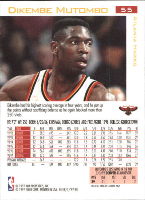1997/1998 Fleer Basketball Part 1 Main Set Cards - Picture 77 of 347