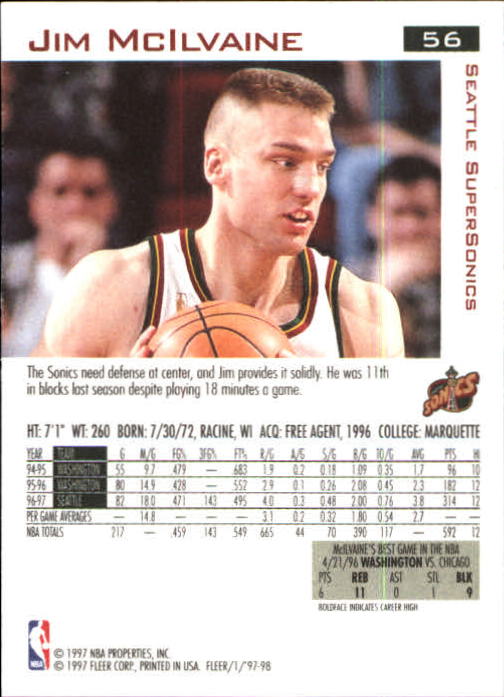 1997/1998 Fleer Basketball Part 1 Main Set Cards - Picture 79 of 347