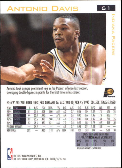 1997/1998 Fleer Basketball Part 1 Main Set Cards - Picture 85 of 347