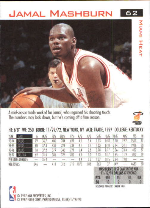 1997/1998 Fleer Basketball Part 1 Main Set Cards - Picture 87 of 347