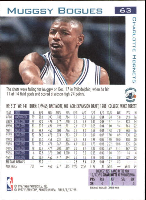 1997/1998 Fleer Basketball Part 1 Main Set Cards - Picture 89 of 347
