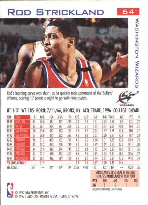 1997/1998 Fleer Basketball Part 1 Main Set Cards - Picture 91 of 347