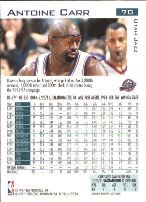 1997/1998 Fleer Basketball Part 1 Main Set Cards - Picture 97 of 347