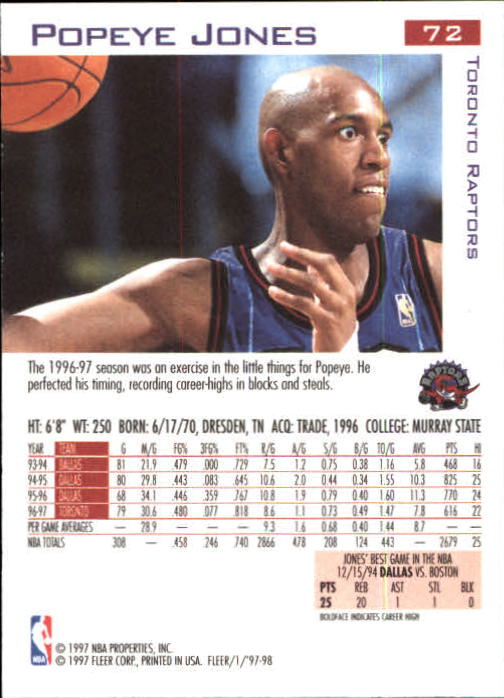 1997/1998 Fleer Basketball Part 1 Main Set Cards - Picture 101 of 347