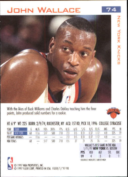 1997/1998 Fleer Basketball Part 1 Main Set Cards - Picture 103 of 347