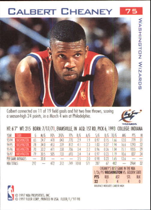 1997/1998 Fleer Basketball Part 1 Main Set Cards - Picture 105 of 347