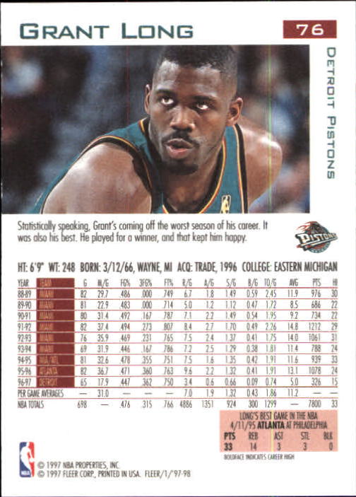 1997/1998 Fleer Basketball Part 1 Main Set Cards - Picture 107 of 347
