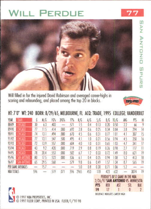 1997/1998 Fleer Basketball Part 1 Main Set Cards - Picture 109 of 347